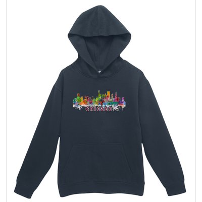 Chicago Skyline Paint Splatter Urban Pullover Hoodie