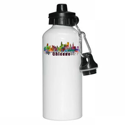 Chicago Skyline Paint Splatter Aluminum Water Bottle