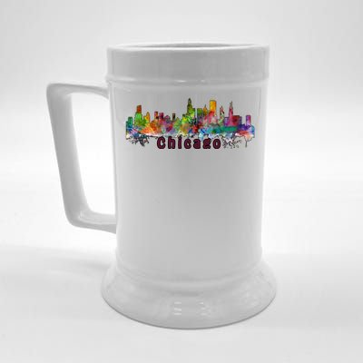 Chicago Skyline Paint Splatter Beer Stein