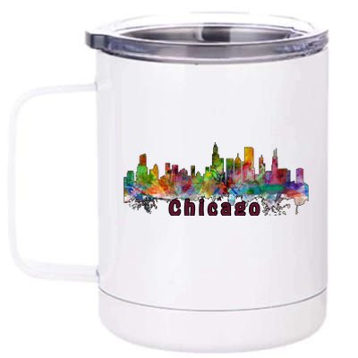 Chicago Skyline Paint Splatter 12 oz Stainless Steel Tumbler Cup