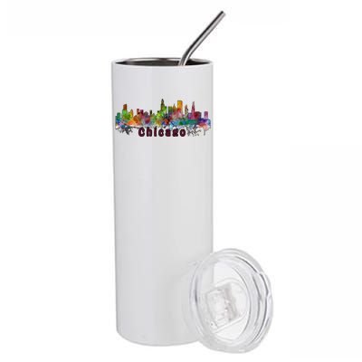 Chicago Skyline Paint Splatter Stainless Steel Tumbler