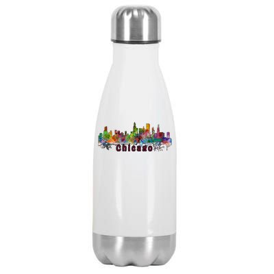 Chicago Skyline Paint Splatter Stainless Steel Insulated Water Bottle