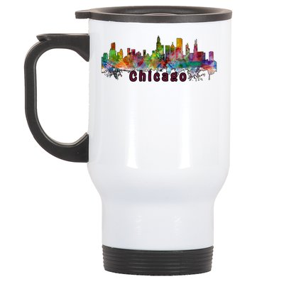 Chicago Skyline Paint Splatter Stainless Steel Travel Mug