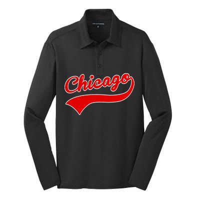 Chicago Vintage Classic Team Logo Silk Touch Performance Long Sleeve Polo