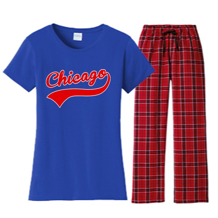 Chicago Vintage Classic Team Logo Women's Flannel Pajama Set