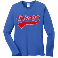 Chicago Vintage Classic Team Logo Ladies Long Sleeve Shirt