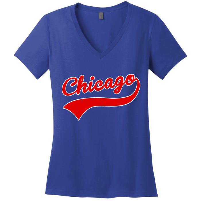 Chicago Vintage Classic Team Logo Women's V-Neck T-Shirt