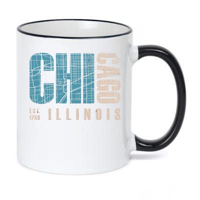 Chicago Vintage Emblem 11oz Black Color Changing Mug