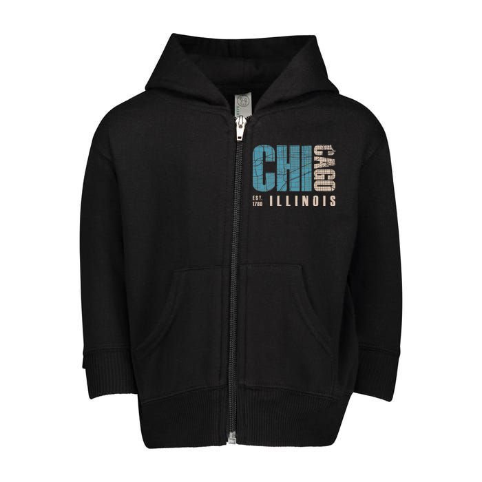 Chicago Vintage Emblem Toddler Zip Fleece Hoodie