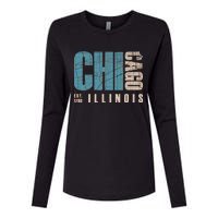 Chicago Vintage Emblem Womens Cotton Relaxed Long Sleeve T-Shirt