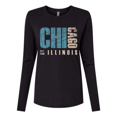 Chicago Vintage Emblem Womens Cotton Relaxed Long Sleeve T-Shirt