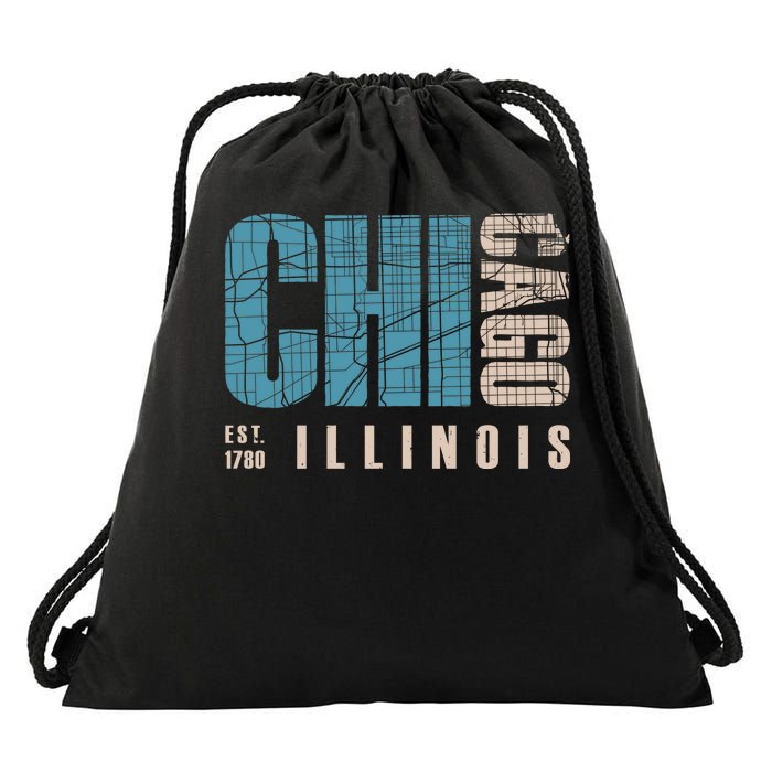 Chicago Vintage Emblem Drawstring Bag