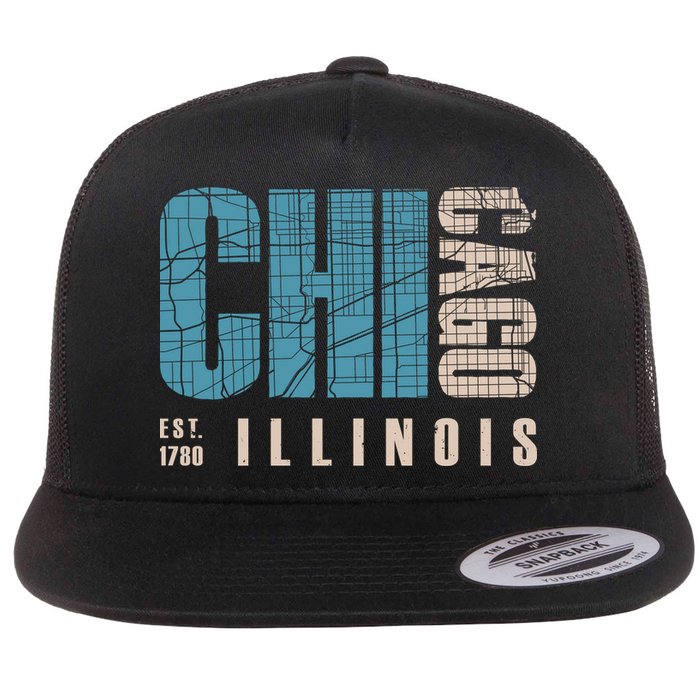 Chicago Vintage Emblem Flat Bill Trucker Hat