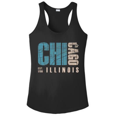 Chicago Vintage Emblem Ladies PosiCharge Competitor Racerback Tank