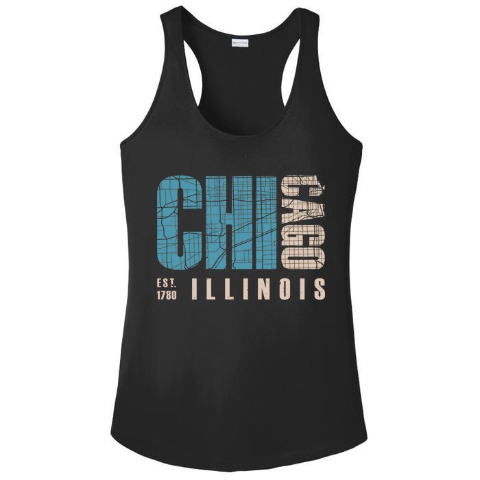 Chicago Vintage Emblem Ladies PosiCharge Competitor Racerback Tank