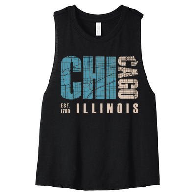 Chicago Vintage Emblem Women's Racerback Cropped Tank