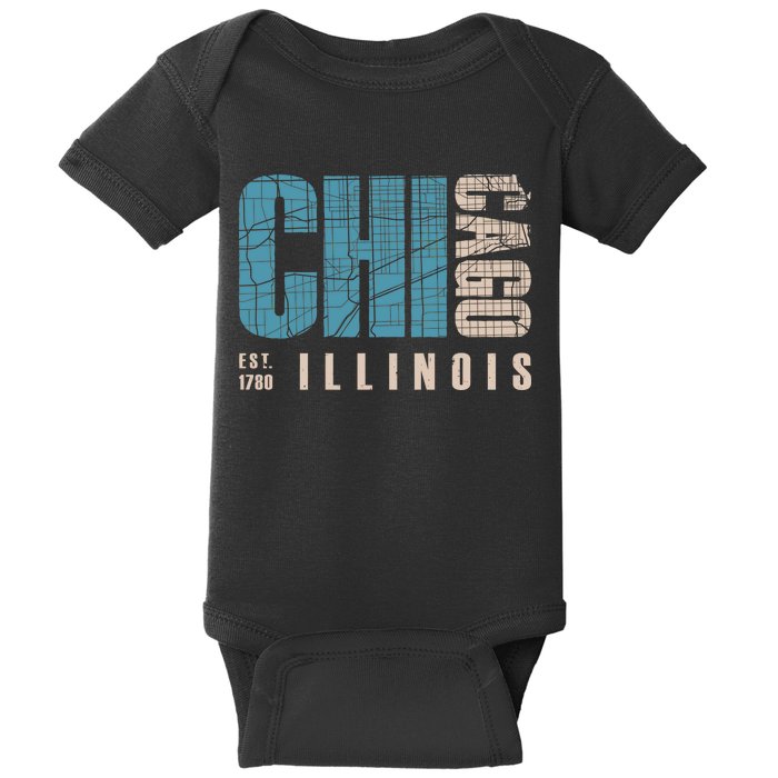 Chicago Vintage Emblem Baby Bodysuit