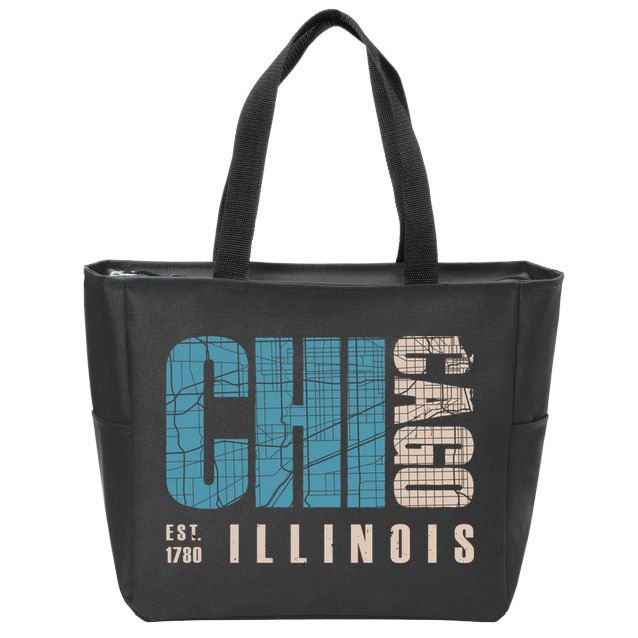 Chicago Vintage Emblem Zip Tote Bag