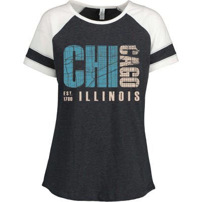 Chicago Vintage Emblem Enza Ladies Jersey Colorblock Tee