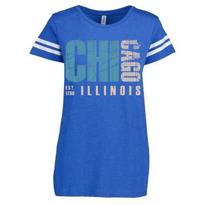 Chicago Vintage Emblem Enza Ladies Jersey Football T-Shirt