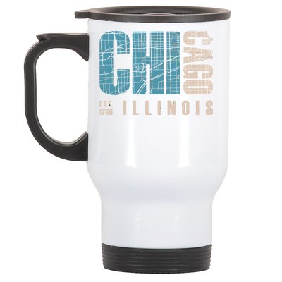 Chicago Vintage Emblem Stainless Steel Travel Mug