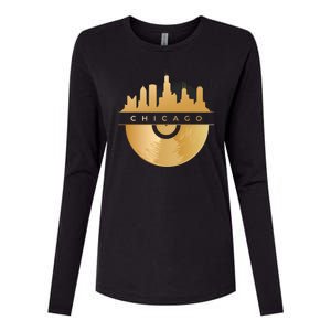 Chicago Vinyl Skyline Womens Cotton Relaxed Long Sleeve T-Shirt