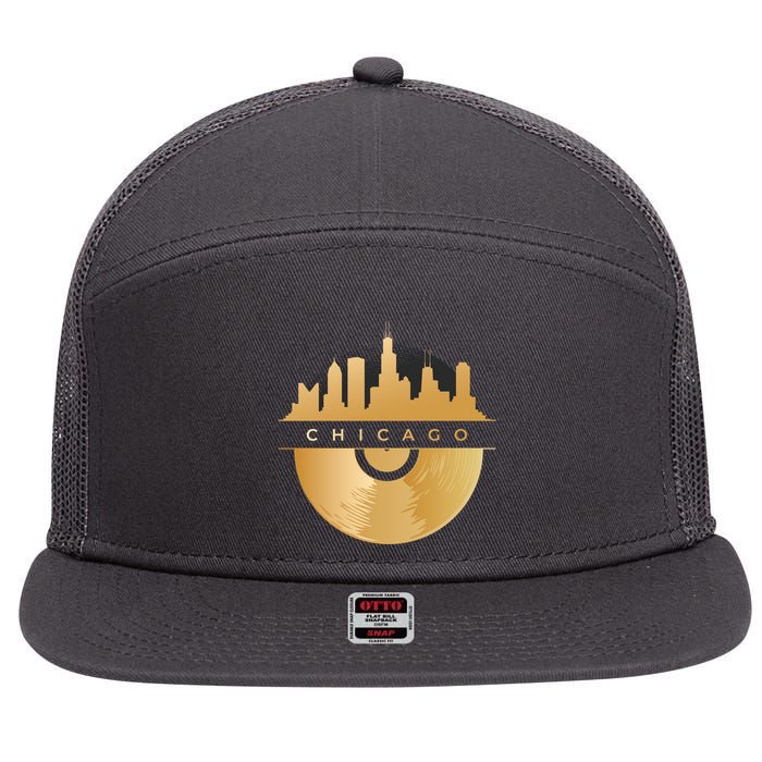 Chicago Vinyl Skyline 7 Panel Mesh Trucker Snapback Hat
