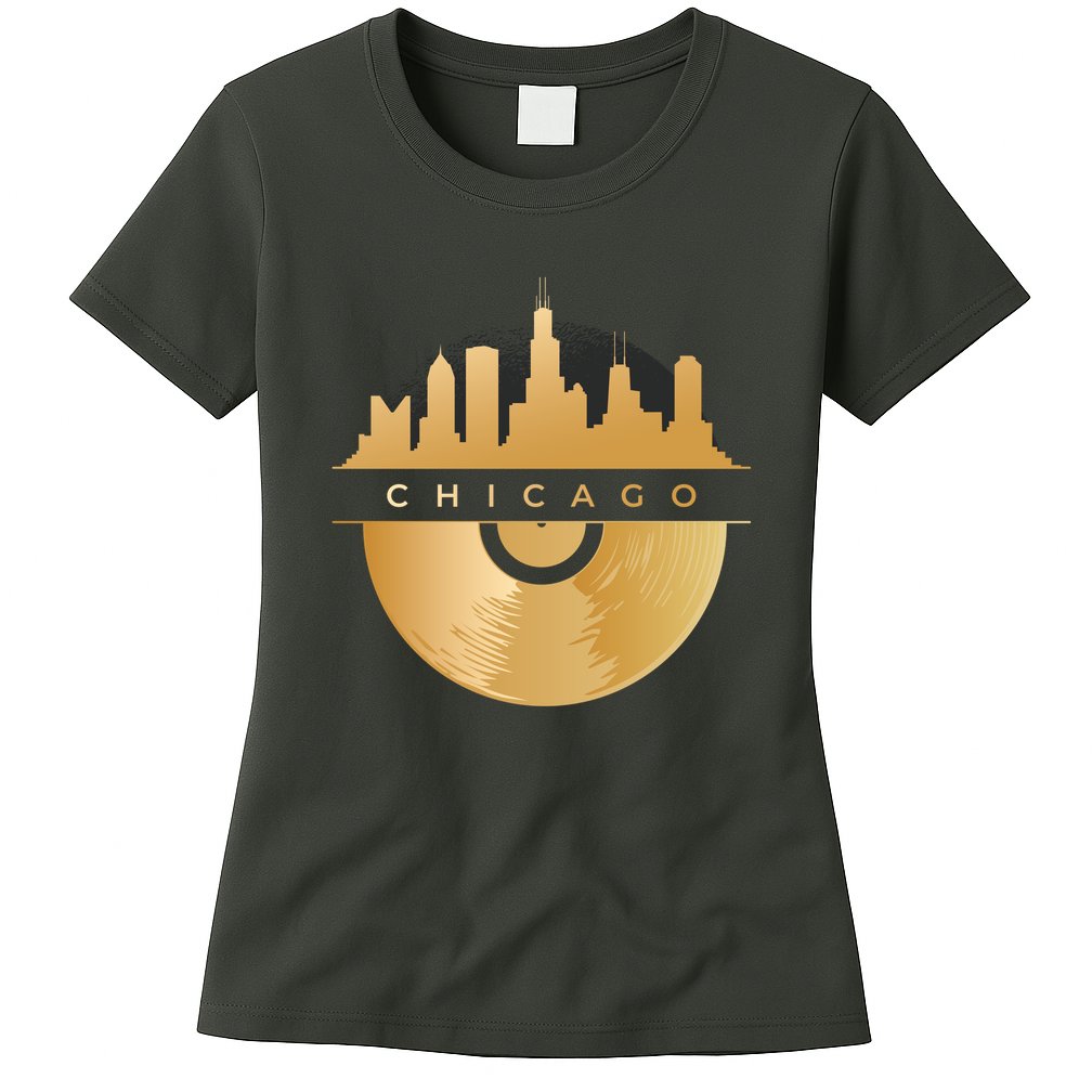 Chicago Vinyl Skyline Womens T-Shirt