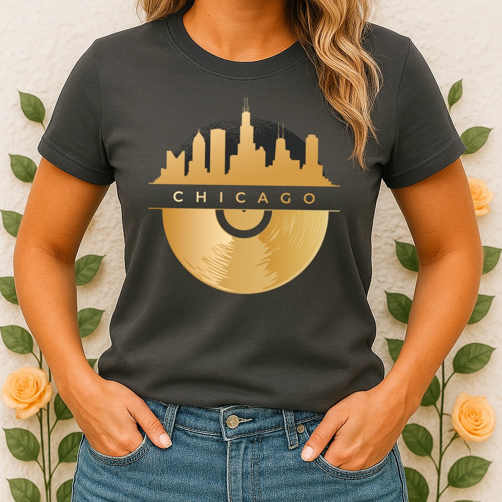 Chicago Vinyl Skyline Womens T-Shirt