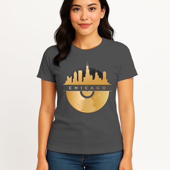 Chicago Vinyl Skyline Womens T-Shirt