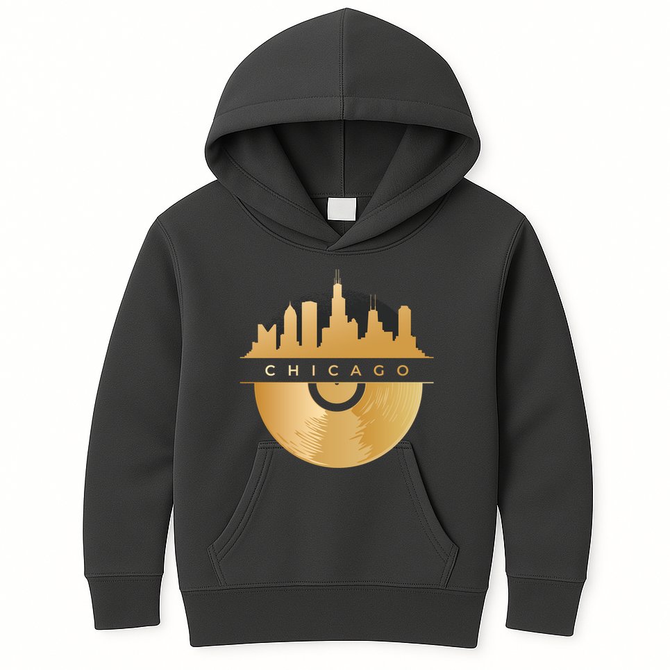 Chicago Vinyl Skyline Kids Hoodie
