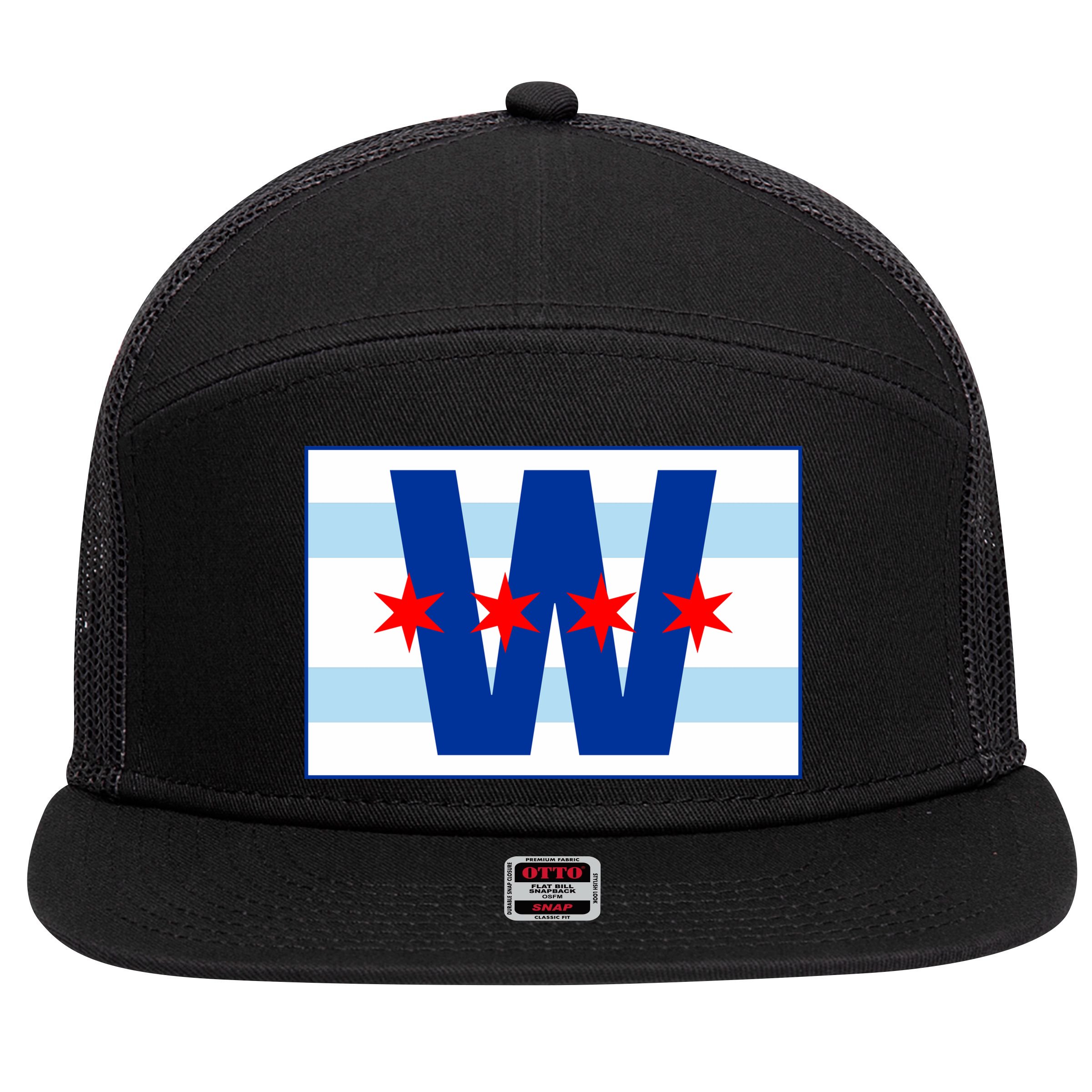 Chicago W Flag 7 Panel Mesh Trucker Snapback Hat