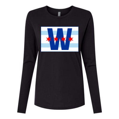 Chicago W Flag Womens Cotton Relaxed Long Sleeve T-Shirt