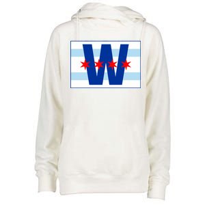 Chicago W Flag Womens Funnel Neck Pullover Hood