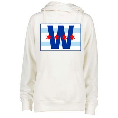 Chicago W Flag Womens Funnel Neck Pullover Hood