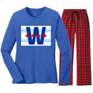 Chicago W Flag Women's Long Sleeve Flannel Pajama Set 