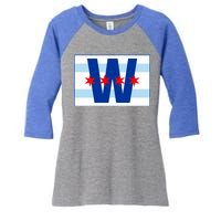 Chicago W Flag Women's Tri-Blend 3/4-Sleeve Raglan Shirt