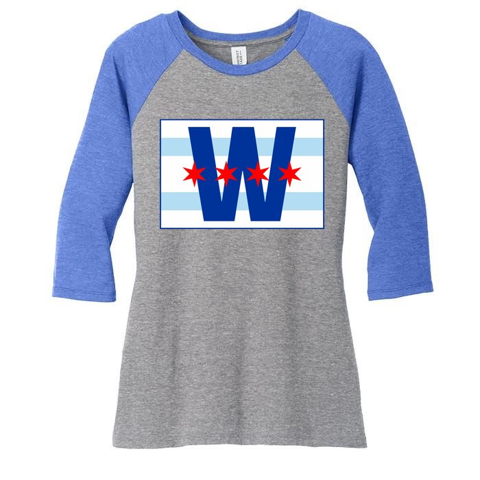 Chicago W Flag Women's Tri-Blend 3/4-Sleeve Raglan Shirt