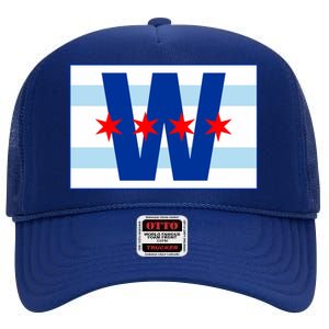 Chicago W Flag High Crown Mesh Back Trucker Hat