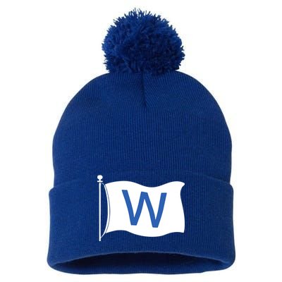 Chicago Win W Flag Baseball Pom Pom 12in Knit Beanie