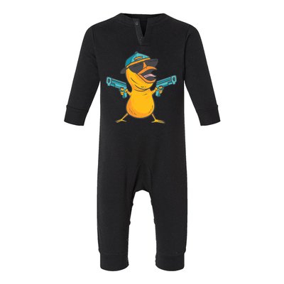 Chick Cartoon With Guns Infant Fleece One Piece