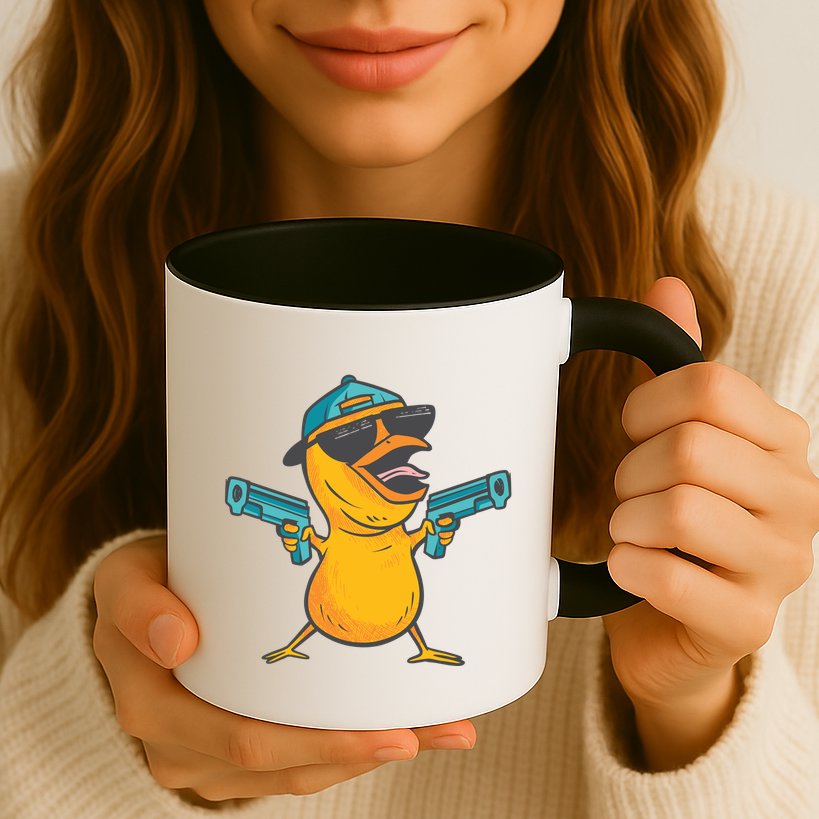Chick Cartoon With Guns Mug