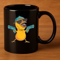 Chick Cartoon With Guns 11oz C Handle Ceramic Mug