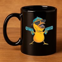 Chick Cartoon With Guns 11oz C Handle Ceramic Mug