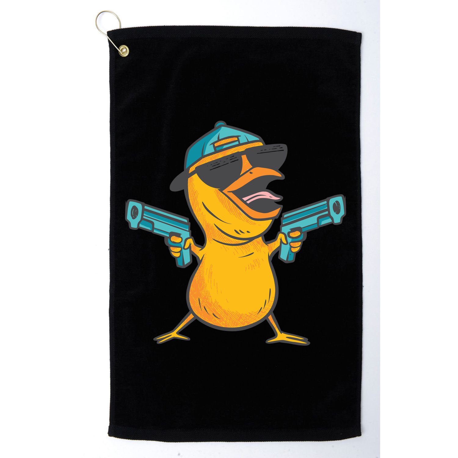 Chick Cartoon With Guns Golf Towel