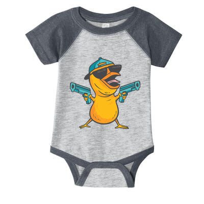 Chick Cartoon With Guns Infant Baby Jersey Bodysuit