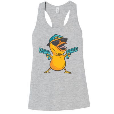 Chick Cartoon With Guns Women's Racerback Tank