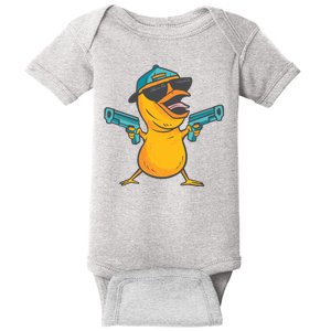 Chick Cartoon With Guns Baby Bodysuit