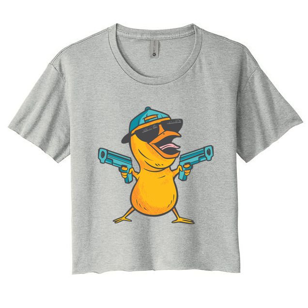 Chick Cartoon With Guns Crop Top