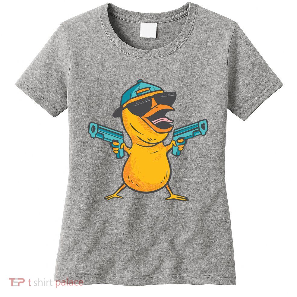 Chick Cartoon With Guns Womens T-Shirt